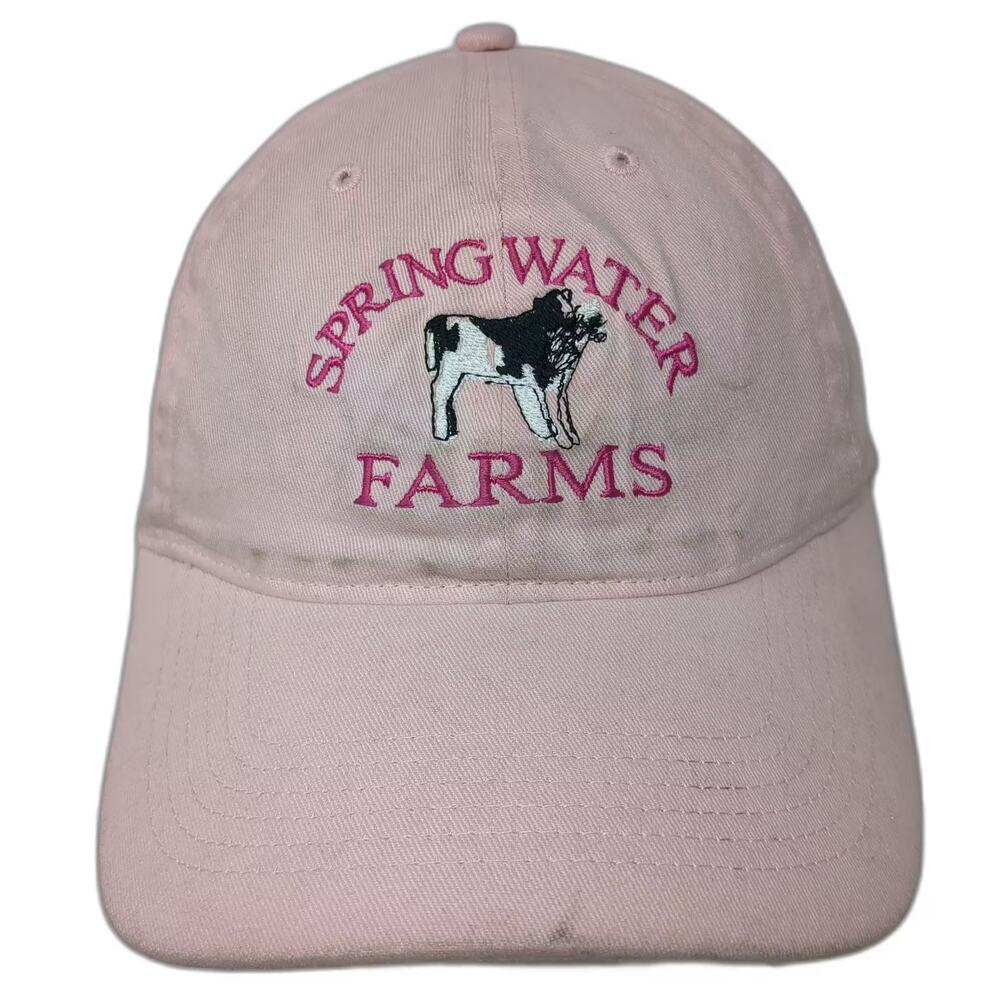 Big X Spring Water Farms Cow Baseball Cap Pink OS Embroidered Adjustable Hat